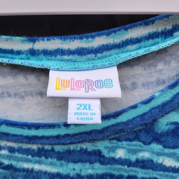 LuLaRoe Boyfriend T Blue/White 2XL - Picture 3 of 5